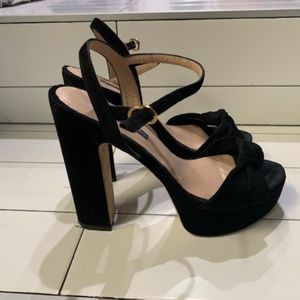 Stuart Weitzman black suede  Mirri Bow platform sandal